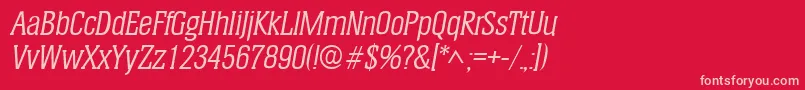 Fonte HeliumItalic – fontes rosa em um fundo vermelho