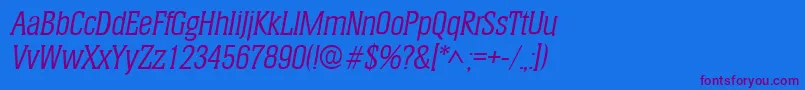 HeliumItalic-Schriftart – Violette Schriften auf blauem Hintergrund