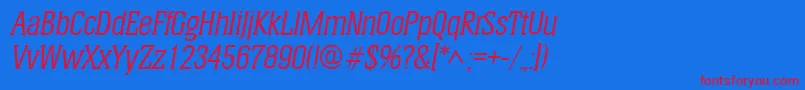 HeliumItalic Font – Red Fonts on Blue Background