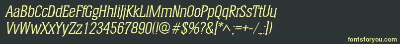 HeliumItalic-Schriftart – Gelbe Schriften auf schwarzem Hintergrund