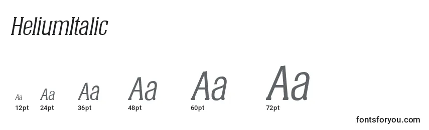 HeliumItalic Font Sizes