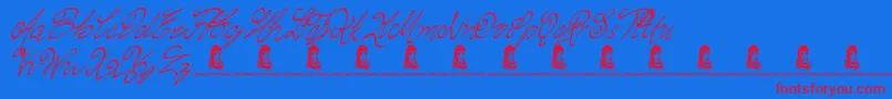 Czcionka ChasingMagnolia – czerwone czcionki na niebieskim tle