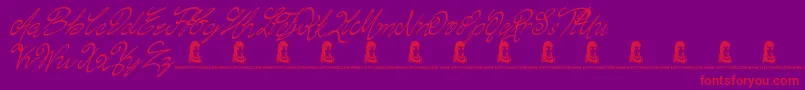 ChasingMagnolia-Schriftart – Rote Schriften auf violettem Hintergrund