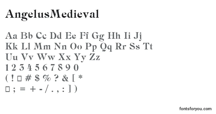 AngelusMedieval-fontti – aakkoset, numerot, erikoismerkit