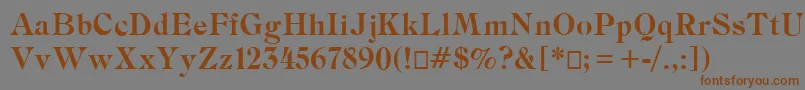 フォントAngelusMedieval – 茶色の文字が灰色の背景にあります。