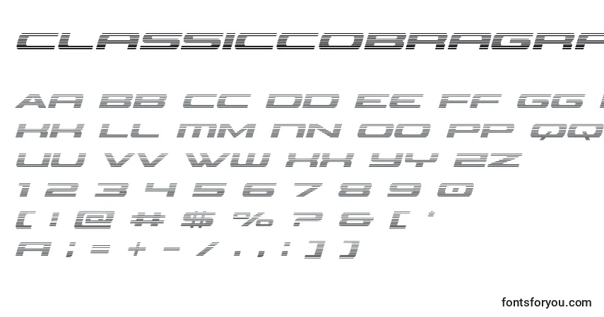 Schriftart Classiccobragradital – Alphabet, Zahlen, spezielle Symbole