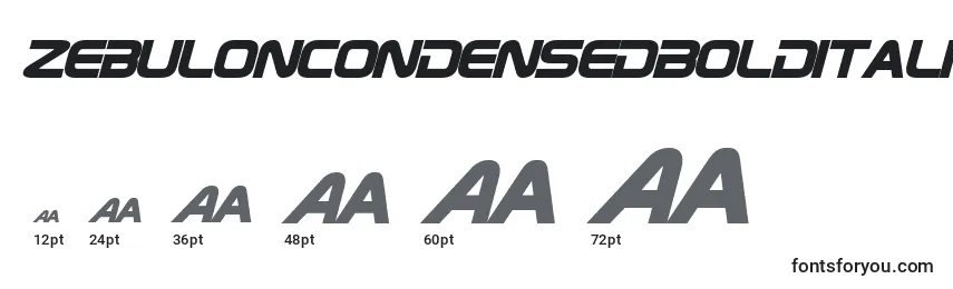 ZebulonCondensedBoldItalic Font Sizes