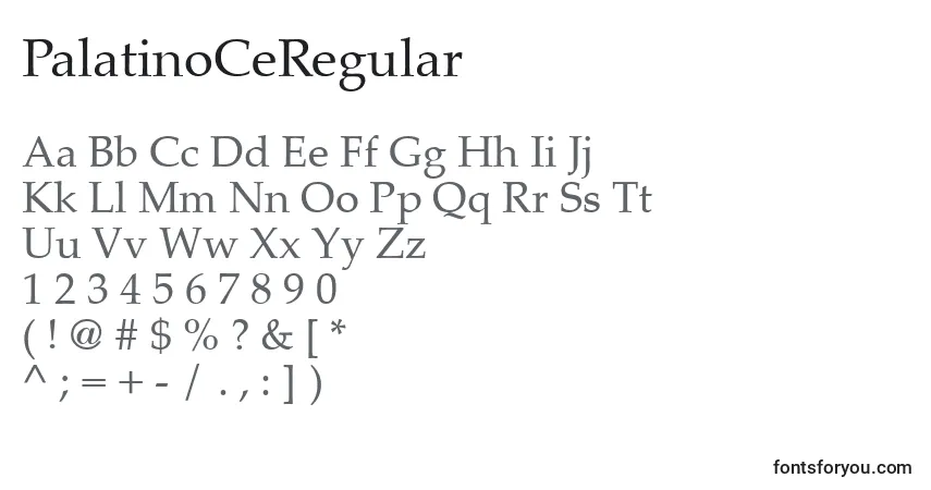A fonte PalatinoCeRegular – alfabeto, números, caracteres especiais