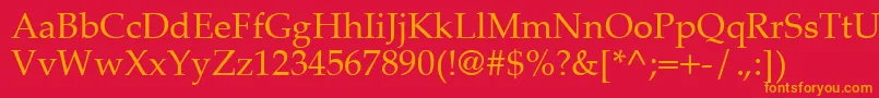 フォントPalatinoCeRegular – 赤い背景にオレンジの文字