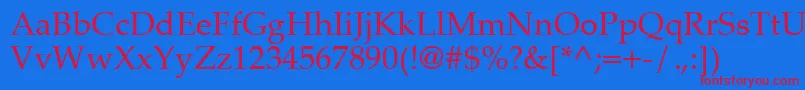 PalatinoCeRegular Font – Red Fonts on Blue Background