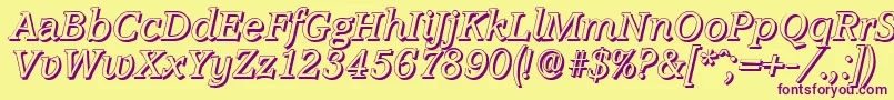 AccoladeshadowItalic Font – Purple Fonts on Yellow Background