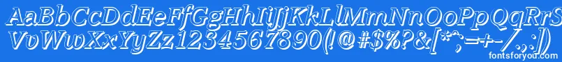 AccoladeshadowItalic Font – White Fonts on Blue Background