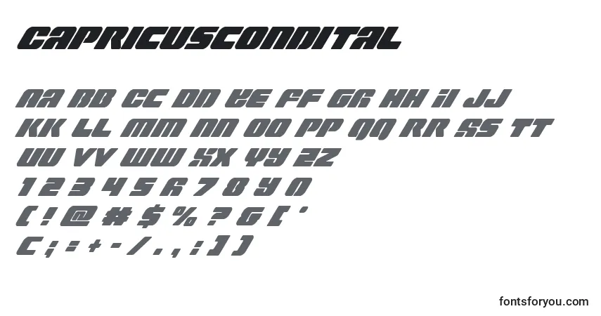 Schriftart Capricuscondital – Alphabet, Zahlen, spezielle Symbole