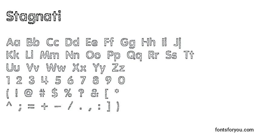 Czcionka Stagnati – alfabet, cyfry, specjalne znaki