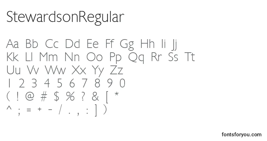 A fonte StewardsonRegular – alfabeto, números, caracteres especiais