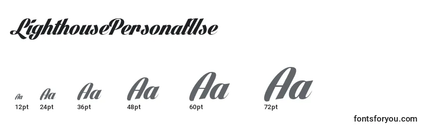 LighthousePersonalUse Font Sizes