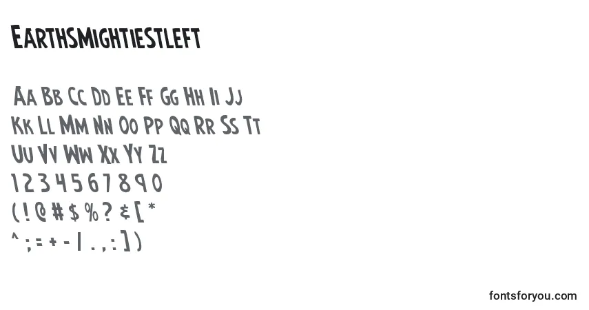 Earthsmightiestleft Font – alphabet, numbers, special characters