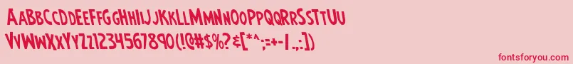 フォントEarthsmightiestleft – ピンクの背景に赤い文字
