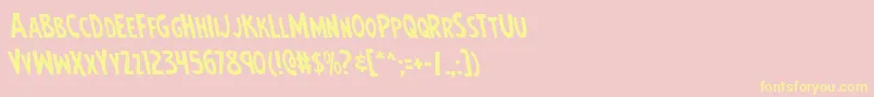 Earthsmightiestleft-Schriftart – Gelbe Schriften auf rosa Hintergrund