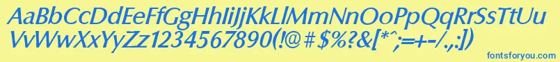 ColumbiaserialMediumItalic Font – Blue Fonts on Yellow Background