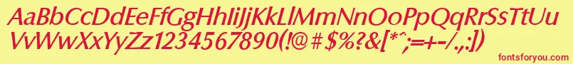 ColumbiaserialMediumItalic Font – Red Fonts on Yellow Background