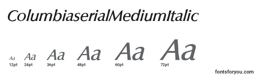Размеры шрифта ColumbiaserialMediumItalic