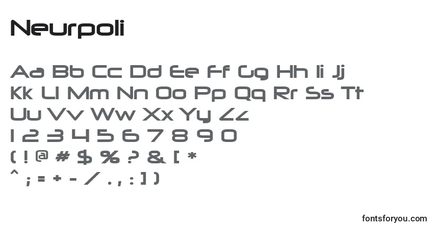 Шрифт Neurpoli – алфавит, цифры, специальные символы