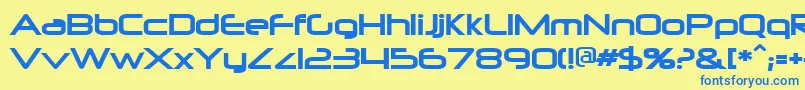 フォントNeurpoli – 青い文字が黄色の背景にあります。
