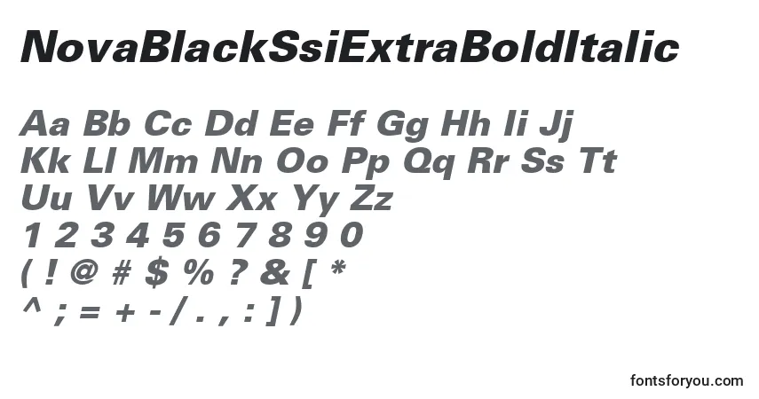 Schriftart NovaBlackSsiExtraBoldItalic – Alphabet, Zahlen, spezielle Symbole