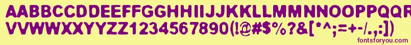 Jokioinen-Schriftart – Violette Schriften auf gelbem Hintergrund
