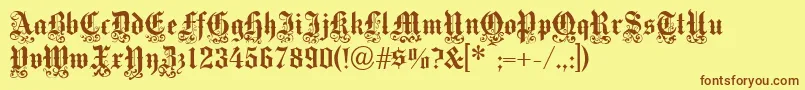 Fonte Victoriantext – fontes marrons em um fundo amarelo