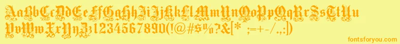 フォントVictoriantext – オレンジの文字が黄色の背景にあります。