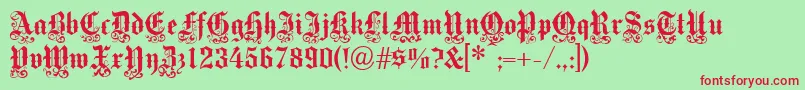 フォントVictoriantext – 赤い文字の緑の背景