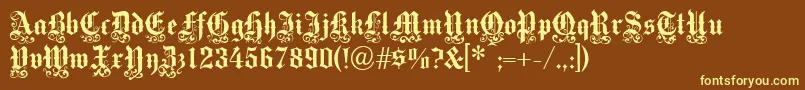 フォントVictoriantext – 黄色のフォント、茶色の背景