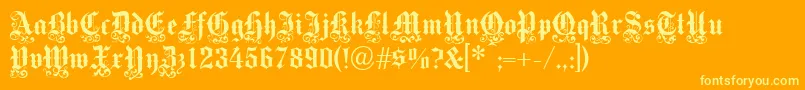 Victoriantext-fontti – keltaiset fontit oranssilla taustalla