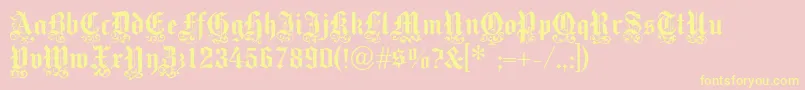 Victoriantext-Schriftart – Gelbe Schriften auf rosa Hintergrund