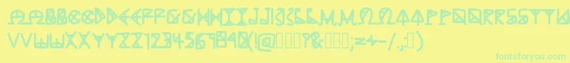 Fonte AncientGrease – fontes verdes em um fundo amarelo