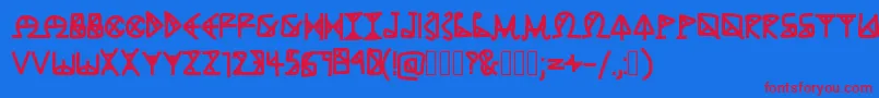AncientGrease-Schriftart – Rote Schriften auf blauem Hintergrund