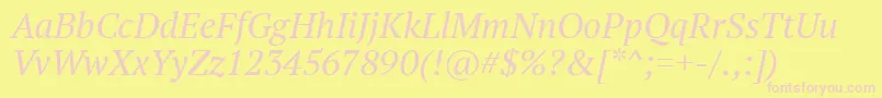 PtSerifItalic-fontti – vaaleanpunaiset fontit keltaisella taustalla