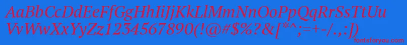PtSerifItalic Font – Red Fonts on Blue Background