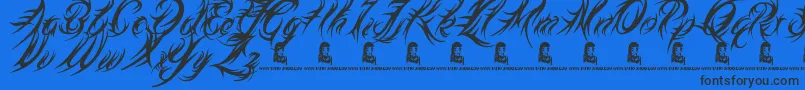Fonte MedievalQueen – fontes pretas em um fundo azul