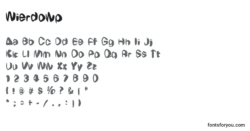 Czcionka Wierdowp – alfabet, cyfry, specjalne znaki