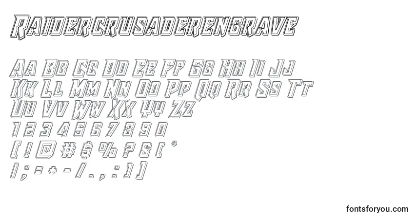 Шрифт Raidercrusaderengrave – алфавит, цифры, специальные символы
