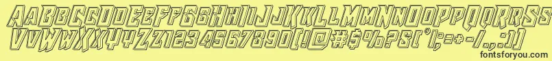 フォントRaidercrusaderengrave – 黒い文字の黄色い背景