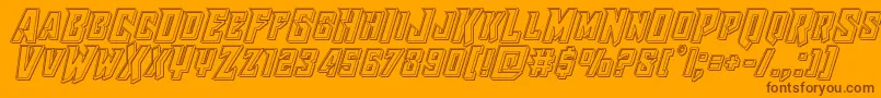 Fonte Raidercrusaderengrave – fontes marrons em um fundo laranja
