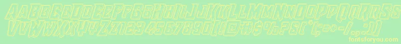 Raidercrusaderengrave-Schriftart – Gelbe Schriften auf grünem Hintergrund