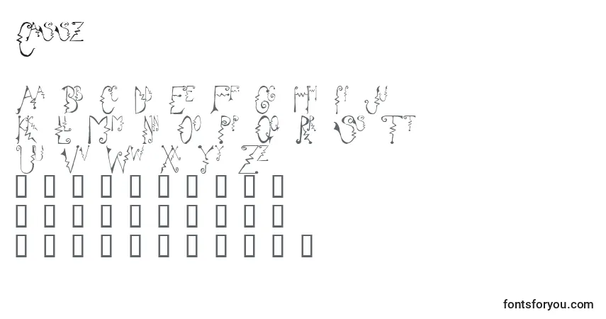 Schriftart Cassz – Alphabet, Zahlen, spezielle Symbole