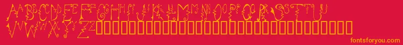 Cassz-Schriftart – Orangefarbene Schriften auf rotem Hintergrund