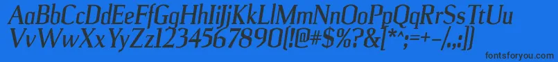 Шрифт UlianrgBolditalic – чёрные шрифты на синем фоне