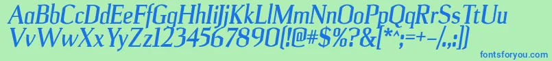 UlianrgBolditalic Font – Blue Fonts on Green Background